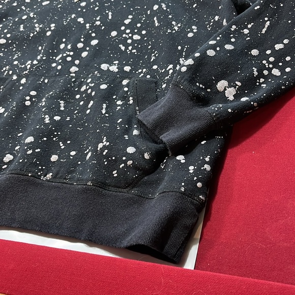 Hollywood BLACK gray splatter Hoodie street art punk edgy rock sweatshirt men M - Picture 4 of 15
